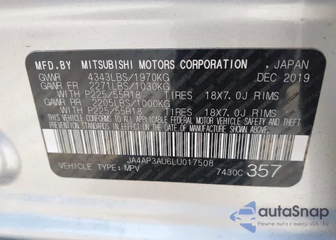 2020 Mitsubishi Outlander Sport 2.0 Be/2.0 Es/2.0 Sp из США, поврежденный, VIN JA4AP3AU6LU017508